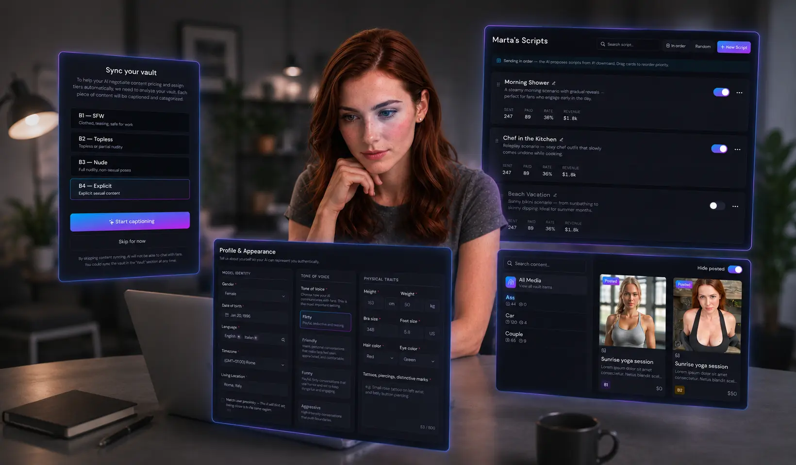 BSilk AI Sales Bot features for OnlyFans and Fanvue — trained on your voice, PPV upsells, CRM analytics and human override